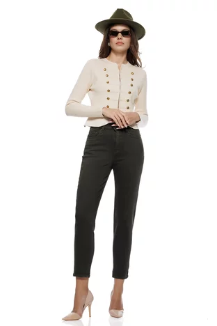 Blugi dama kaki inchis premium material elastic croi conic