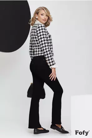Blugi dama negri material premium evazati elastici cu efect push-up