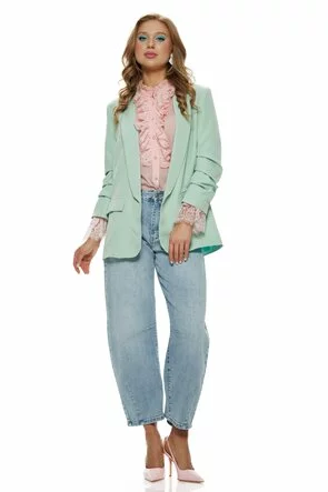 Blugi dama premium albastru deschis barrel fashion trend 2026