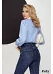 Blugi dama premium albastru inchis elastici cu talie medie si efect push-up