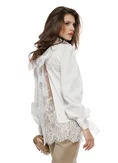 Blugi dama premium  bej patinat croi boyfriend sirag detasabil cu perle picture - 3