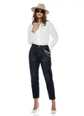 Blugi dama premium indigo croi boyfriend sirag detasabil cu perle picture - 1