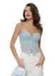 Blugi dama wide premium cloud dancer 2026 elastic cu buzunre baby blue cu strassuri