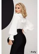 Bluza dama alba eleganta cu volanase si funda cu brosa