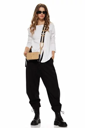 Bluza dama alba premium din bumbac cu croi modern asimetric cu nasturi