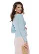 Bluza dama baby blue din vascoza premium cu peplum si accesorii aurii