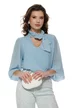 Bluza dama bleu ciel cu buline cu esarfa innodata