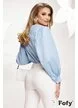 Bluza dama bleu cu guler retro conturat cu dantela brodata