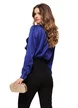 Bluză dama de ocazie Fofy din jakard satinat texturat albastru royal cu esarfa innodata