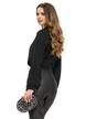 Bluză dama de ocazie Fofy din voal negru cu pliuri la gat si cristale
