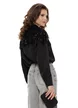 Bluza dama de ocazie neagra satinata cu aplicatie spectaculoasa de margele si paiete
