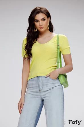 radar Ideal Vibrate Bluza dama de primavara galben lime din tricot premium • Fofy Shop