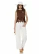 Bluza dama de vara din in maro premium cu accesorii din margele si paiete si broderie aplicata