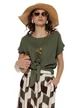 Bluza dama de vara din vascoza premium olive cu nod stilizat colier din lemn
