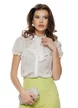 Bluza dama eleganta alba cu imprimeu argintiu Fofy cu jabou detasabil  si maneca scurta