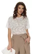 Bluza dama eleganta alba din dantela premium elastica cu aplicatii de perle