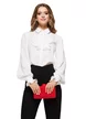 Bluza dama eleganta alba Fofy cu jabou elaborat detasabil  si mansete conturate cu dantela