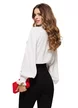 Bluza dama eleganta alba Fofy cu jabou elaborat detasabil  si mansete conturate cu dantela