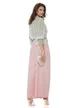 Bluza dama eleganta aqua premium cu jabou volane din dantela si brosa