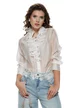 Bluza dama eleganta cloud dancer din matase de tencel cu jabou involanat
