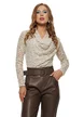 Bluza dama eleganta din dantela ivoire elastica cu decolteu lasat