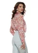 Bluza dama eleganta din jaquard de organza imprimeu floral roz