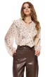 Bluza dama eleganta  din matase de tencel bej cu buline si jabou diafan picture - 1