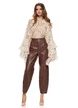 Bluza dama eleganta  din matase de tencel bej cu buline si volane diafane picture - 3