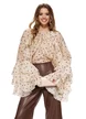 Bluza dama eleganta  din matase de tencel bej cu buline si volane diafane picture - 1