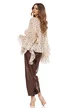 Bluza dama eleganta  din matase de tencel bej cu buline si volane diafane picture - 2
