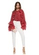 Bluza dama eleganta din matase de tencel bordo cu buline si volane diafane
