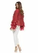 Bluza dama eleganta din matase de tencel bordo cu buline si volane diafane