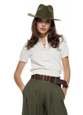 Bluza dama eleganta din tricot premium crem  guler tunica si brandemburguri brodate picture - 1