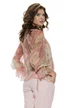 Bluza dama eleganta din voal matasos roz cu volane si imprimeu paisley