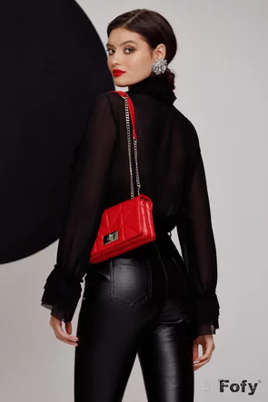 Bluza dama eleganta din voal negru cu jabou amplu