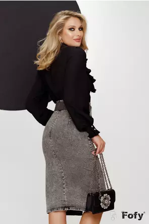 Bluză dama eleganta Fofy neagra cu jabou amplu