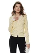 Bluza dama eleganta galben cu buline din vascoza premium cu contururi din dantela si nasturi perla