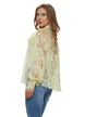 Bluza dama eleganta galbena din dantela premium de bumbac cu mansete late esarfa si terminatii ondulate