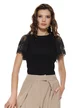 Bluza dama eleganta neagra din bumbac cu maneci din dantela premium 