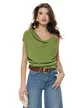 Bluza dama eleganta olive premium cu guler fald si accesoriu metalic detasabil