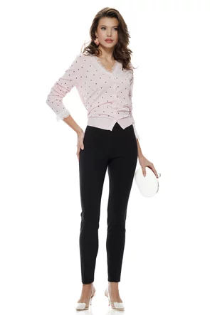 Bluza dama eleganta roz cu buline din vascoza premium cu contururi din dantela si nasturi perla