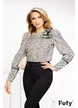 Bluza dama Fofy eleganta cu funda pe umar, dantela si brosa pretioasa