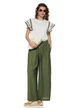 Bluza dama ivoire din bumbac premium maneci brodate cu contur olive