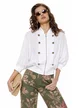 Bluza dama premium alba stil jacheta bomber din in supersoft brademburguri si nasturi militar
