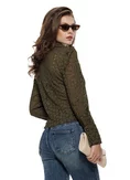 Bluza dama premium din dantela elastica olive cu accesorii metalice detasabile picture - 2