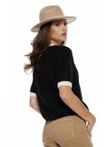 Bluza dama premium din tricot pufos negru cu brandemburguri aurii si nasturi metalici picture - 2
