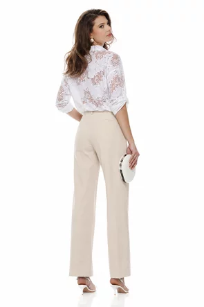 Bluza dama premium tip bomber din dantela alba de bumbac 100% cu buzunare