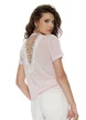 Bluza dama roz premium brodata cu margele si spate cu decupaj de dantela