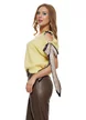 Bluza dama tricotata galben premium cu umeri goi si esarfe imprimate