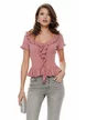 Bluza eleganta din tricot premium roz cu volane delicate